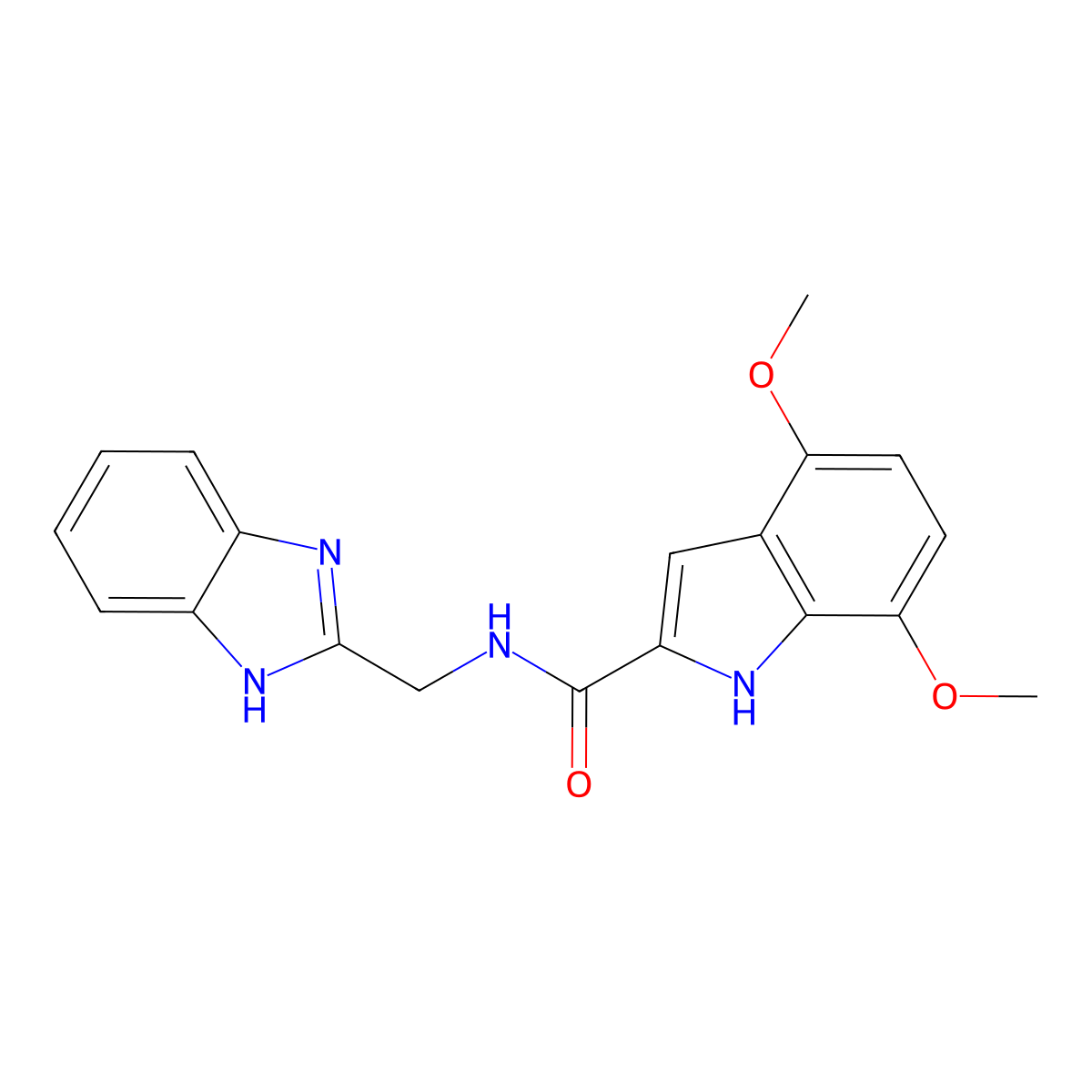 N-(1H-benzimidazol-2-ylmethyl)-4,7-dimethoxy-1H-indole-2-carboxamide molecular structure, CAS 1574334-44-3