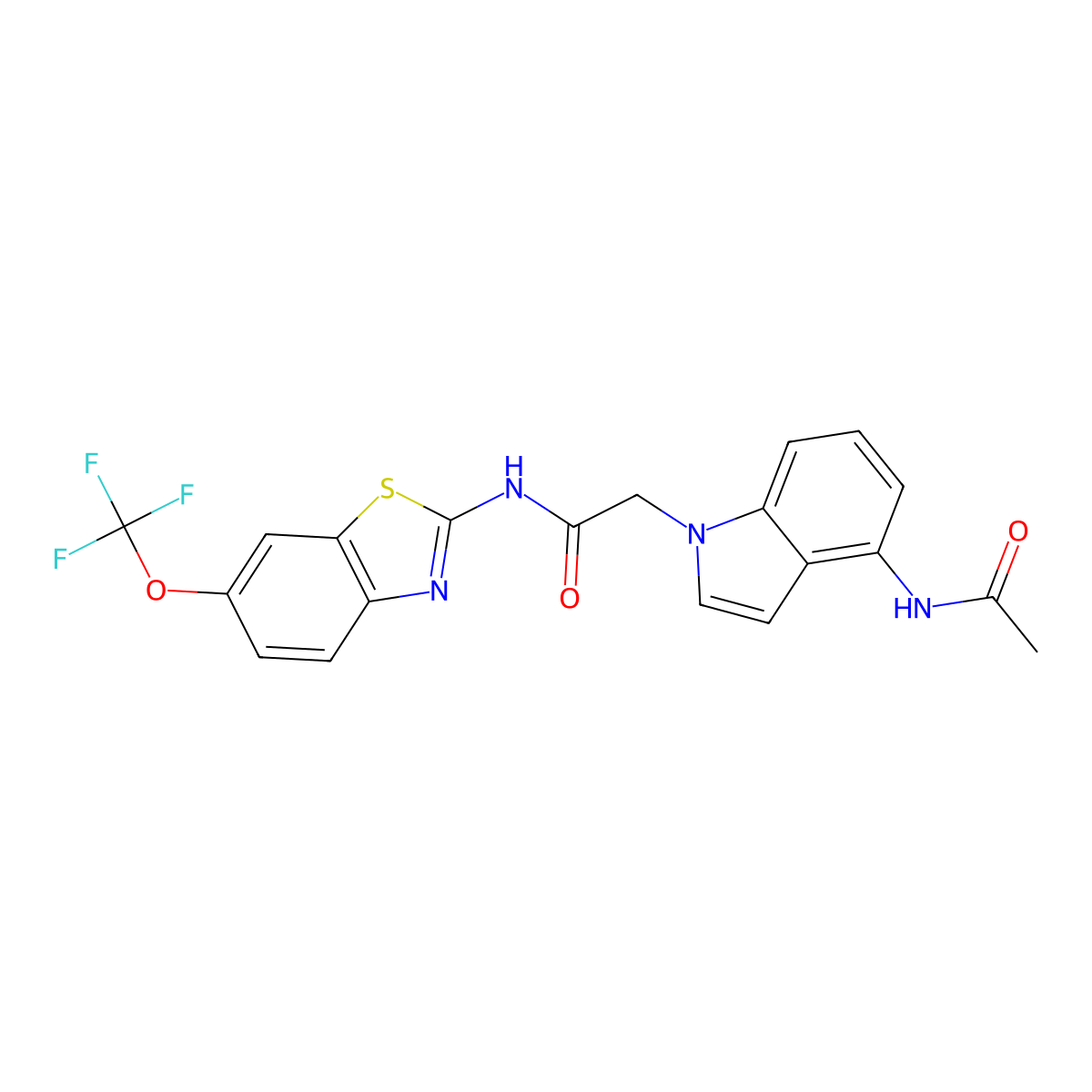 2-(4-acetamido-1H-indol-1-yl)-N-(6-(trifluoromethoxy)benzo[d]thiazol-2-yl)acetamide molecular structure, CAS 1574334-47-6