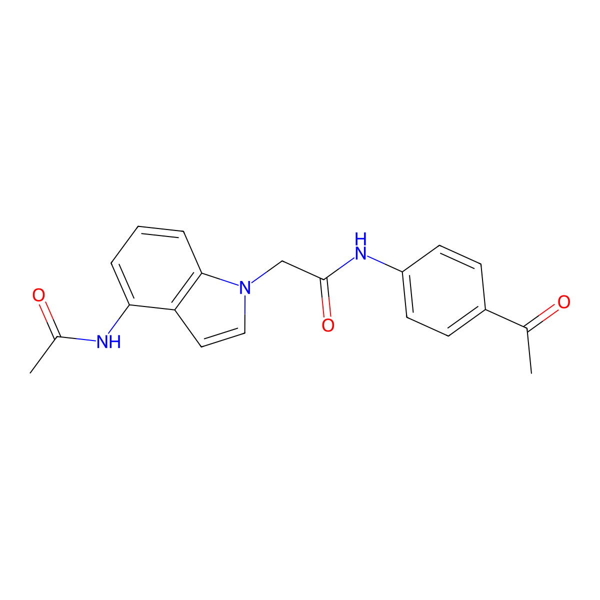 2-[4-(acetylamino)-1H-indol-1-yl]-N-(4-acetylphenyl)acetamide molecular structure, CAS 1574334-53-4