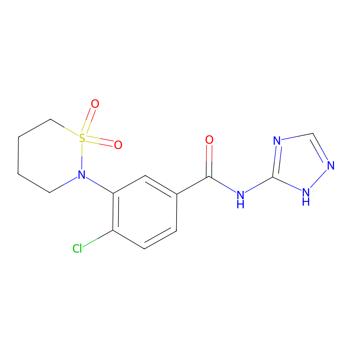 4-chloro-3-(1,1-dioxido-1,2-thiazinan-2-yl)-N-(4H-1,2,4-triazol-3-yl)benzamide molecular structure, CAS 1574334-87-4