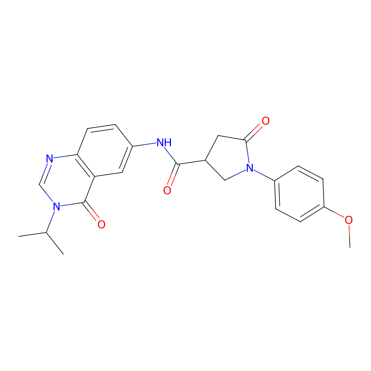 1-(4-methoxyphenyl)-5-oxo-N-[4-oxo-3-(propan-2-yl)-3,4-dihydroquinazolin-6-yl]pyrrolidine-3-carboxamide molecular structure, CAS 1574335-12-8