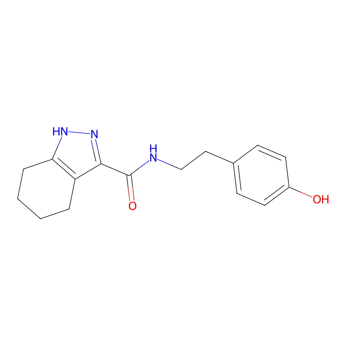 N-[2-(4-hydroxyphenyl)ethyl]-4,5,6,7-tetrahydro-2H-indazole-3-carboxamide molecular structure, CAS 1574335-14-0