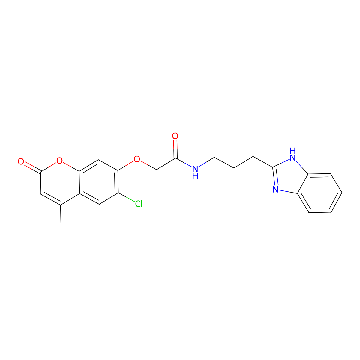 N-[3-(1H-benzimidazol-2-yl)propyl]-2-[(6-chloro-4-methyl-2-oxo-2H-chromen-7-yl)oxy]acetamide molecular structure, CAS 1574335-28-6