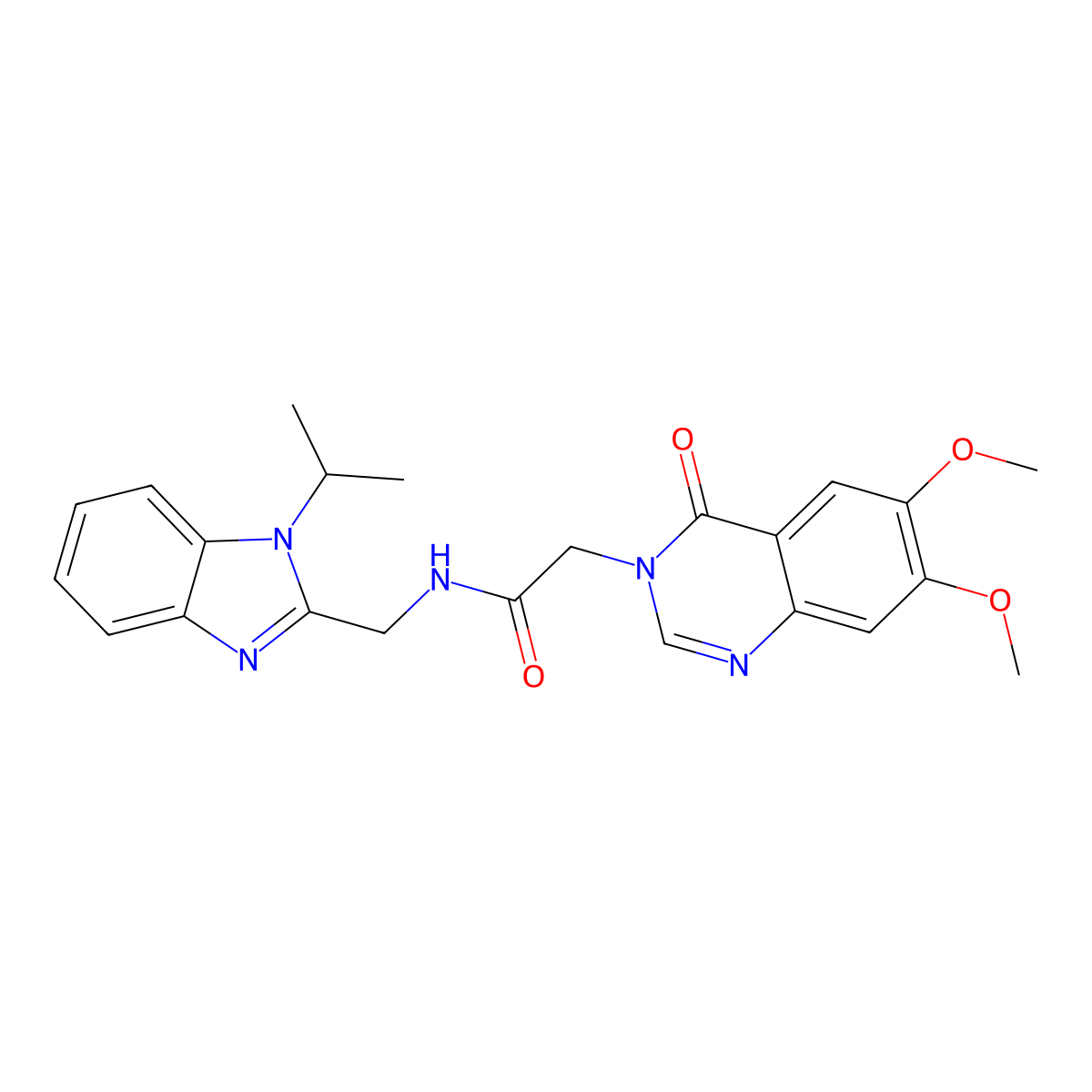 2-(6,7-dimethoxy-4-oxoquinazolin-3(4H)-yl)-N-{[1-(propan-2-yl)-1H-benzimidazol-2-yl]methyl}acetamide molecular structure, CAS 1574335-37-7