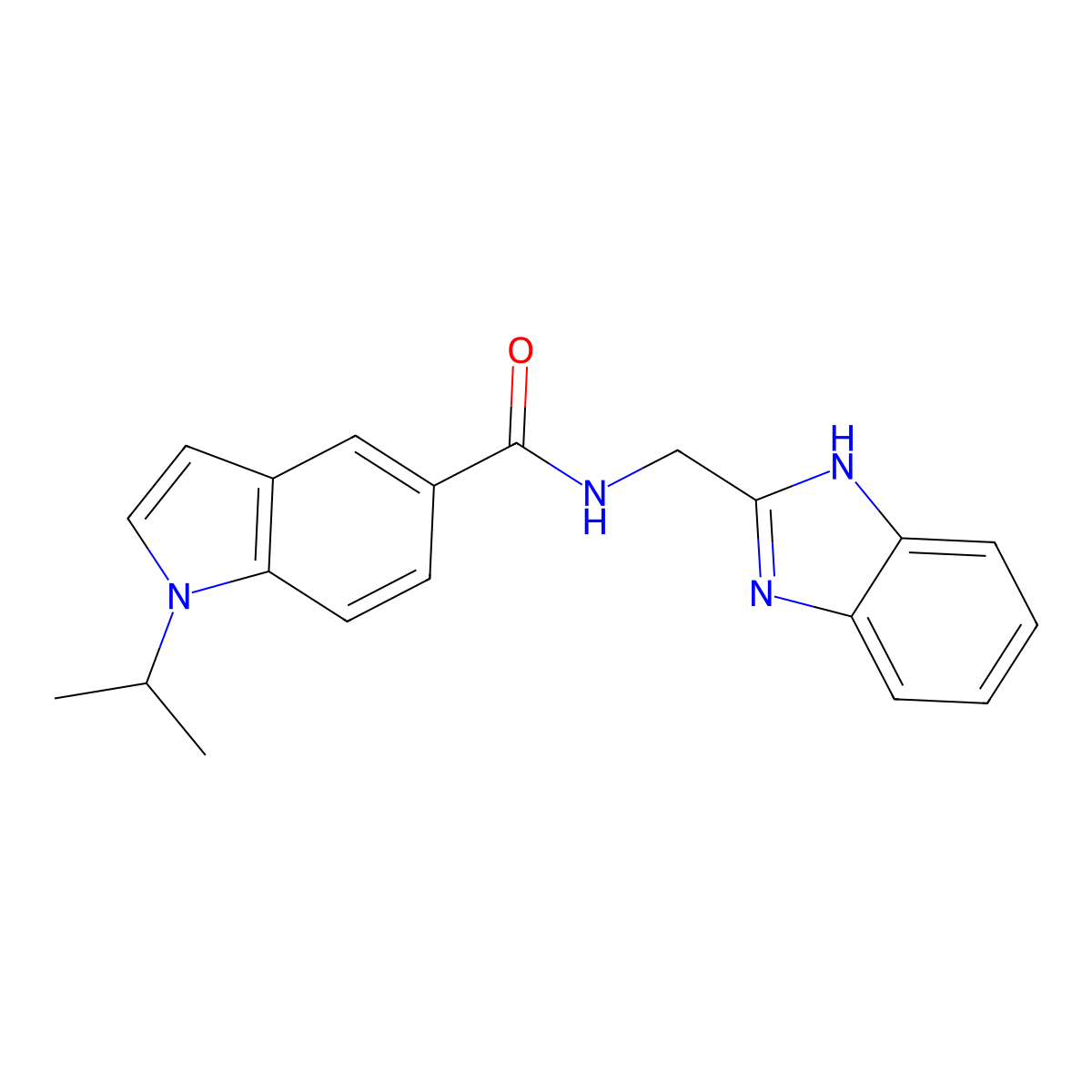 N-(1H-1,3-benzimidazol-2-ylmethyl)-1-isopropyl-1H-indole-5-carboxamide molecular structure, CAS 1574335-43-5