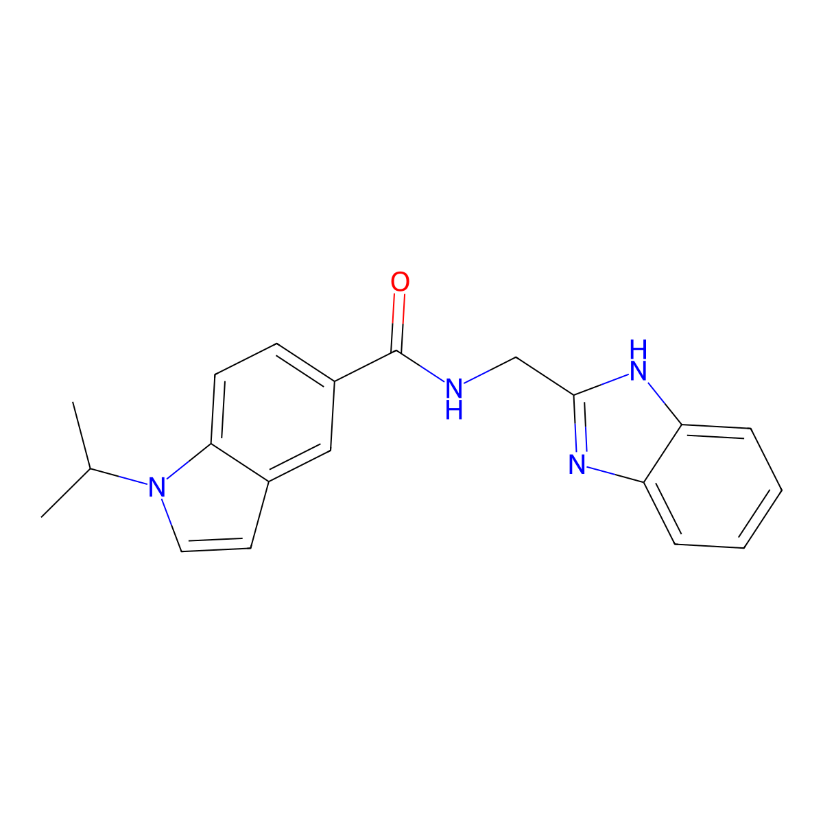 N-(1H-1,3-benzimidazol-2-ylmethyl)-1-isopropyl-1H-indole-5-carboxamide molecular structure, CAS 1574335-43-5
