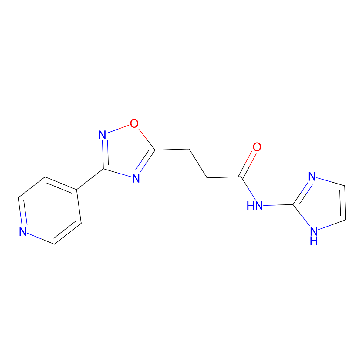 N-(1H-imidazol-2-yl)-3-[3-(pyridin-4-yl)-1,2,4-oxadiazol-5-yl]propanamide molecular structure, CAS 1574335-45-7