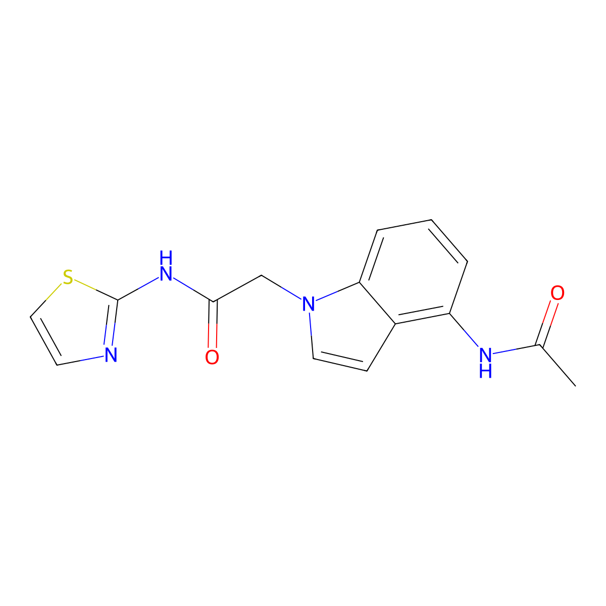 2-(4-acetamido-1H-indol-1-yl)-N-(thiazol-2-yl)acetamide molecular structure, CAS 1574335-48-0