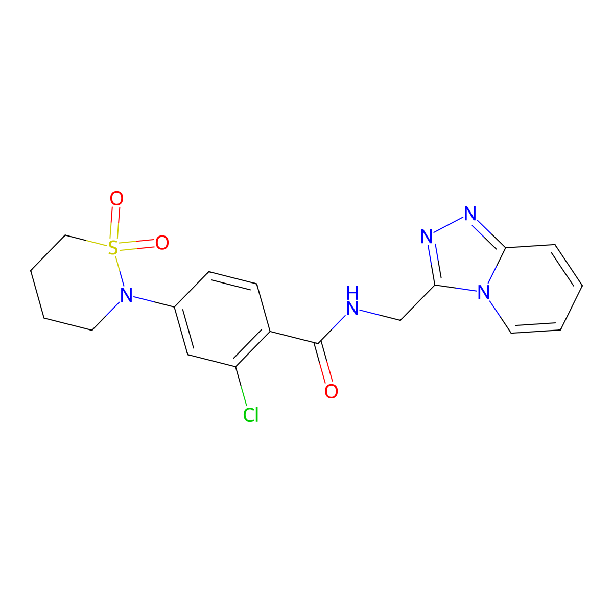 2-chloro-4-(1,1-dioxido-1,2-thiazinan-2-yl)-N-([1,2,4]triazolo[4,3-a]pyridin-3-ylmethyl)benzamide molecular structure, CAS 1574335-52-6