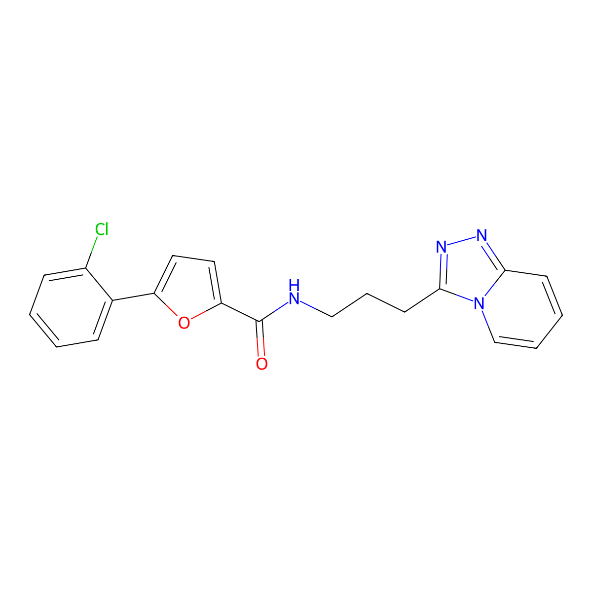 5-(2-chlorophenyl)-N-(3-[1,2,4]triazolo[4,3-a]pyridin-3-ylpropyl)-2-furamide molecular structure, CAS 1574335-55-9