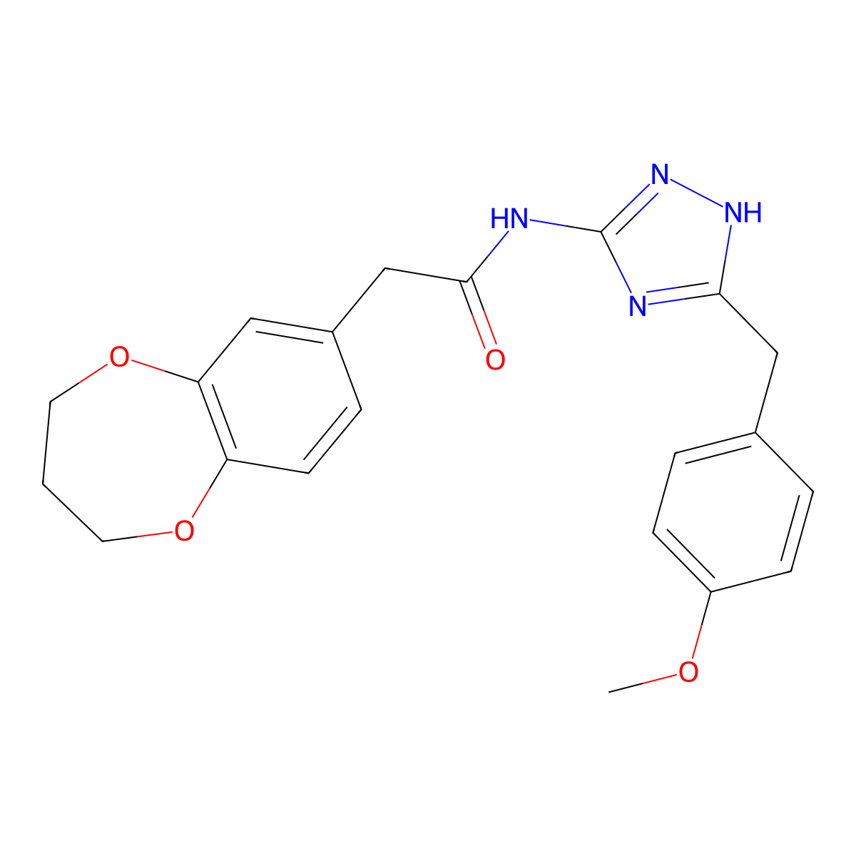 2-(3,4-dihydro-2H-1,5-benzodioxepin-7-yl)-N-[3-(4-methoxybenzyl)-1H-1,2,4-triazol-5-yl]acetamide molecular structure, CAS 1574335-77-5
