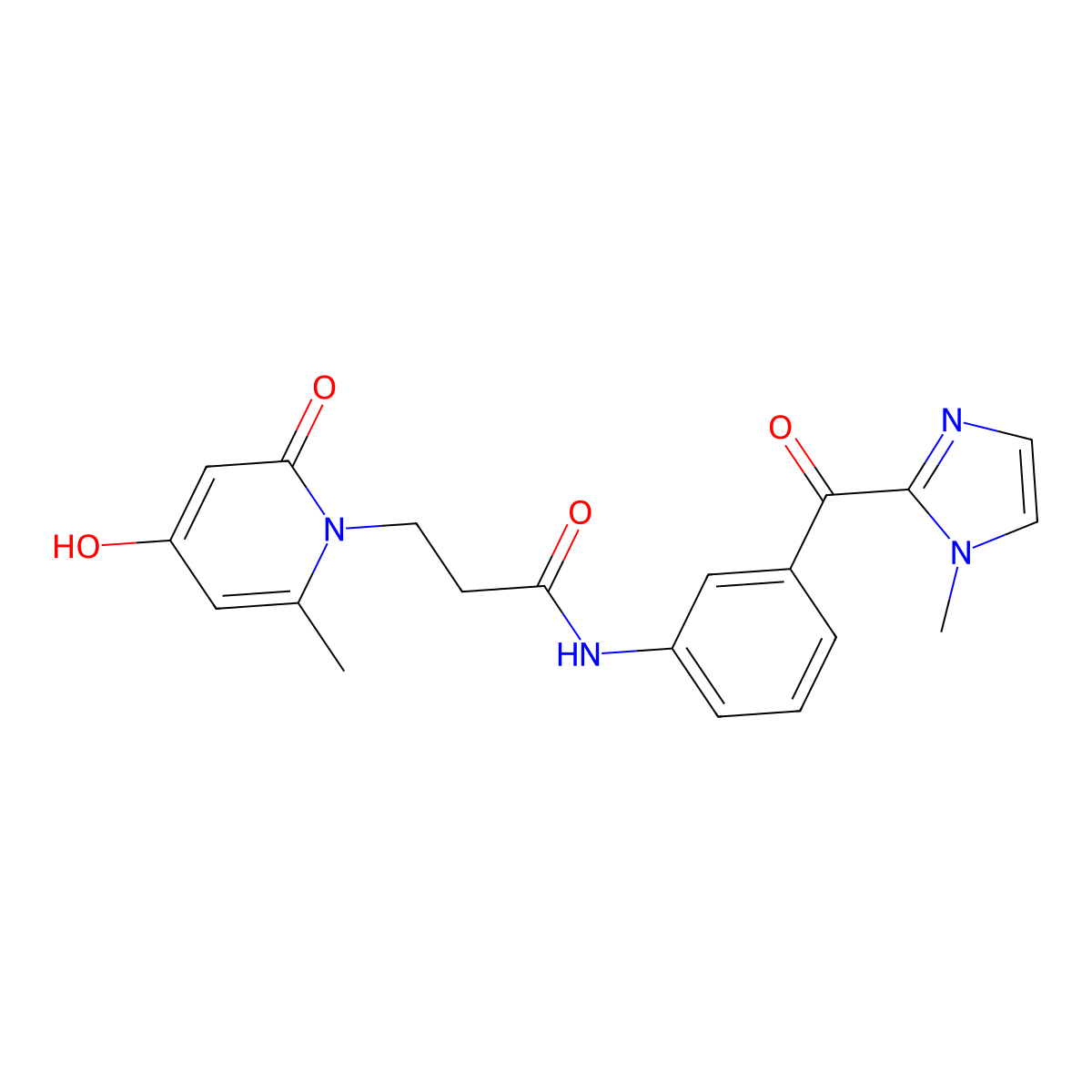 3-[4-hydroxy-2-methyl-6-oxo-1(6H)-pyridinyl]-N-{3-[(1-methyl-1H-imidazol-2-yl)carbonyl]phenyl}propanamide molecular structure, CAS 1574335-85-5