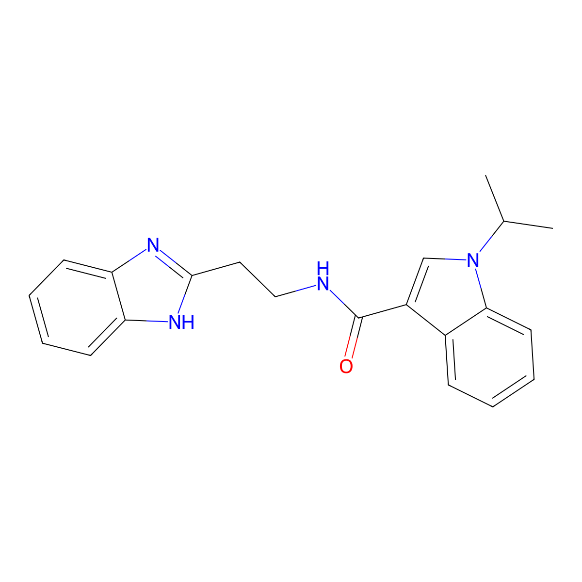 N-[2-(1H-1,3-benzimidazol-2-yl)ethyl]-1-isopropyl-1H-indole-3-carboxamide molecular structure, CAS 1574335-86-6