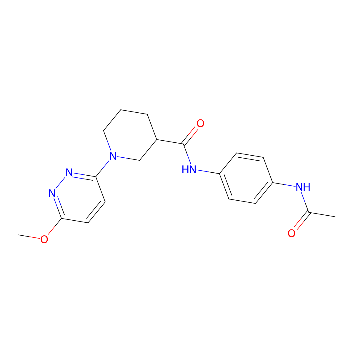 N-(4-acetamidophenyl)-1-(6-methoxypyridazin-3-yl)piperidine-3-carboxamide molecular structure, CAS 1574336-13-2