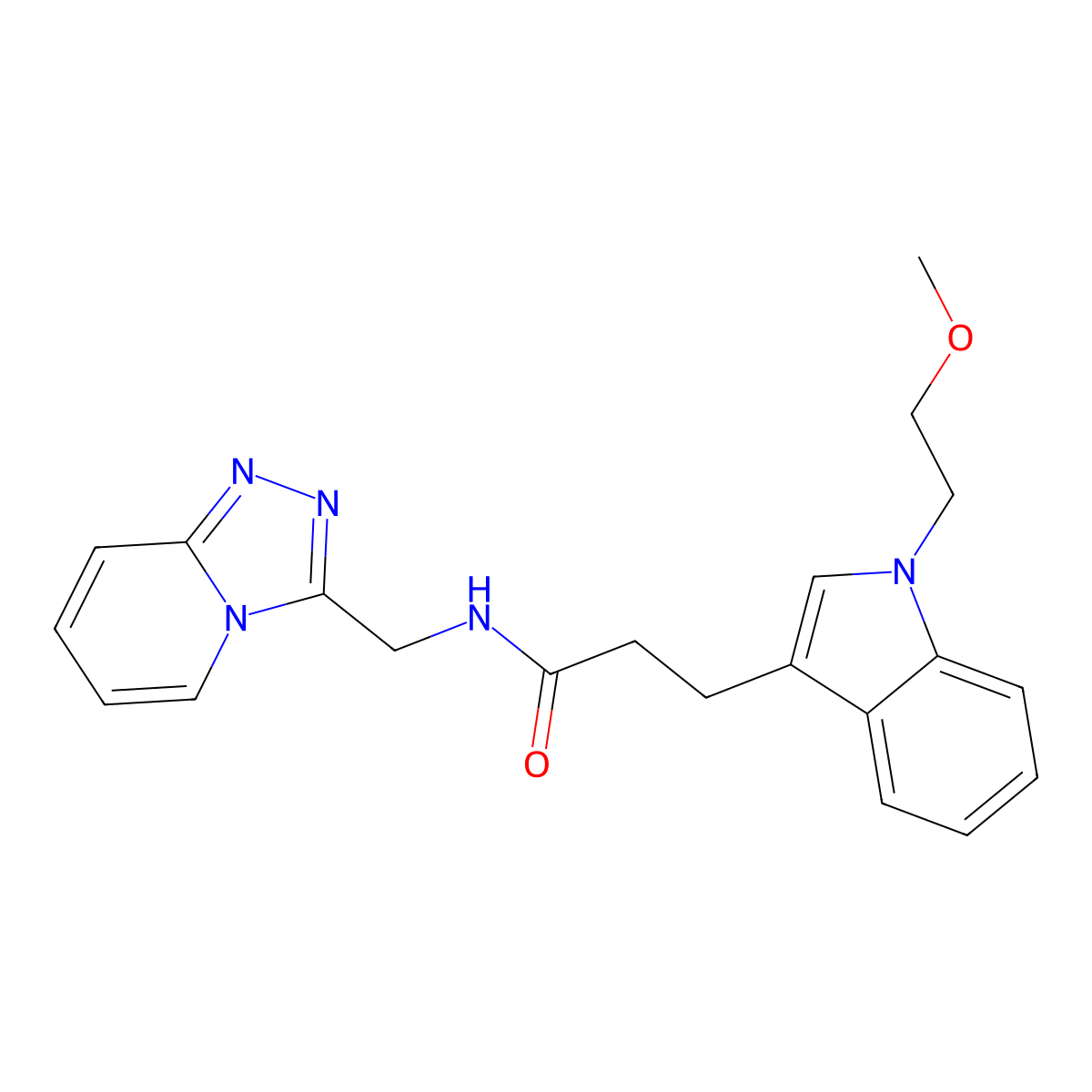 3-[1-(2-methoxyethyl)-1H-indol-3-yl]-N-([1,2,4]triazolo[4,3-a]pyridin-3-ylmethyl)propanamide molecular structure, CAS 1574336-19-8