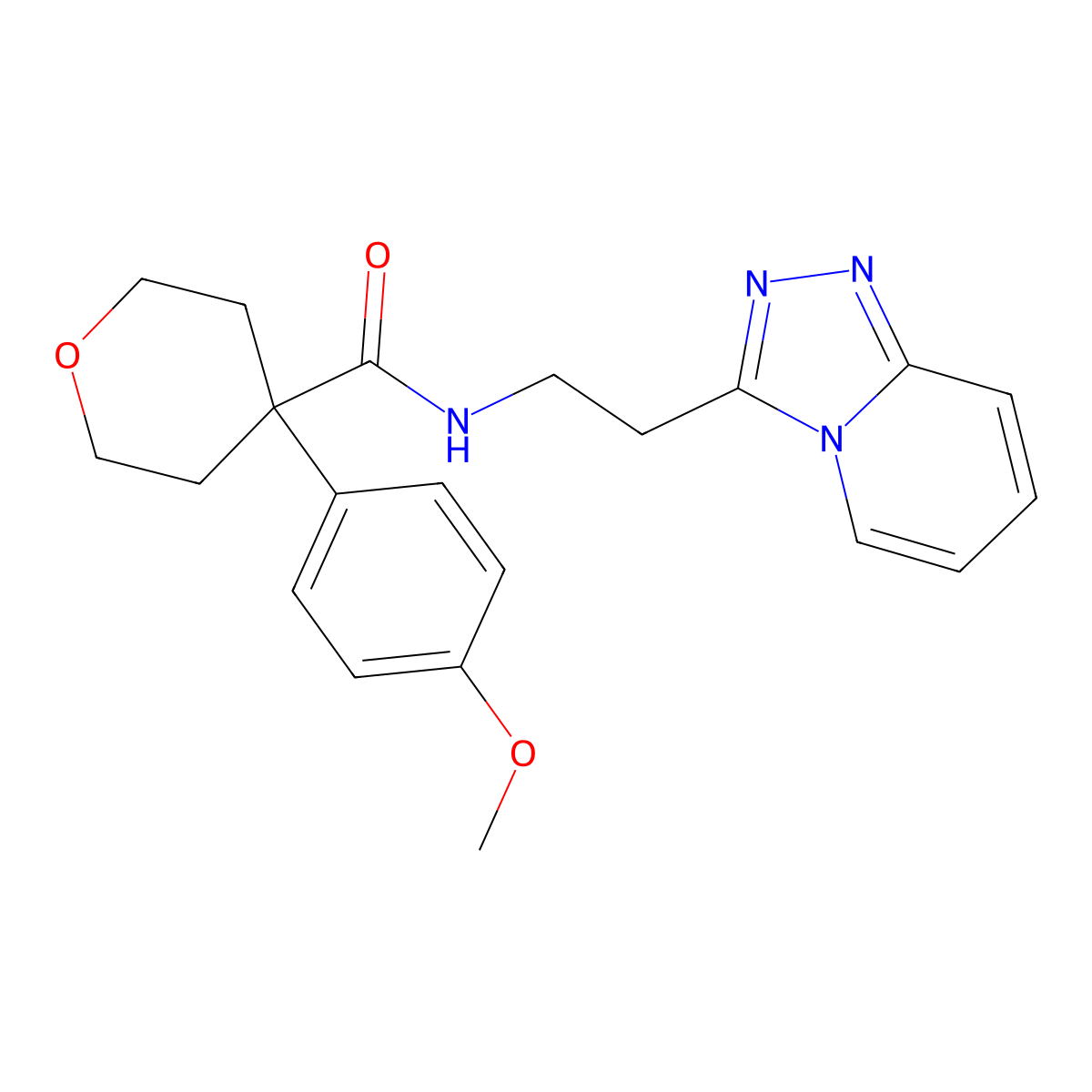 4-(4-methoxyphenyl)-N-[2-([1,2,4]triazolo[4,3-a]pyridin-3-yl)ethyl]tetrahydro-2H-pyran-4-carboxamide molecular structure, CAS 1574336-38-1