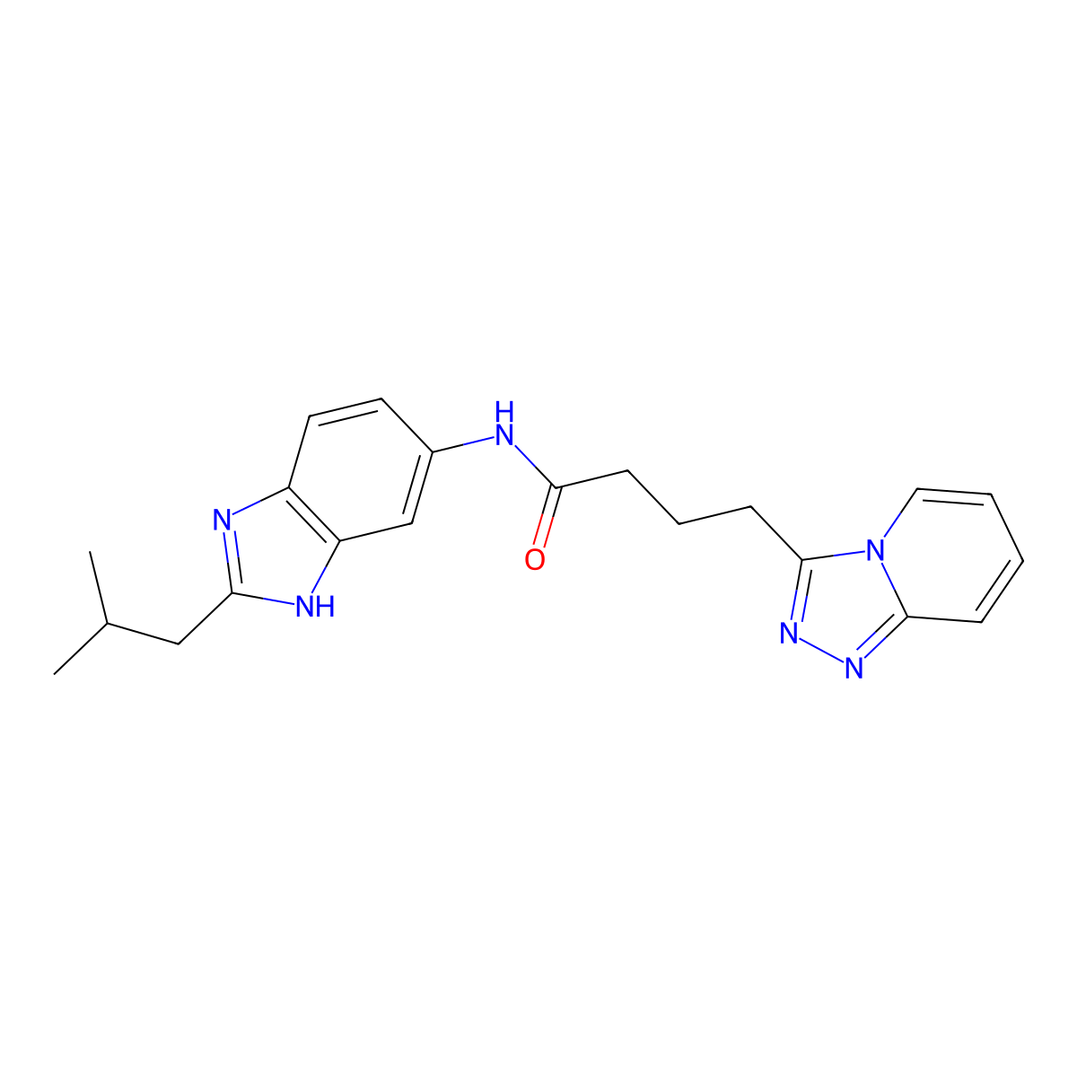 N-[2-(2-methylpropyl)-1H-benzimidazol-6-yl]-4-([1,2,4]triazolo[4,3-a]pyridin-3-yl)butanamide molecular structure, CAS 1574336-67-6