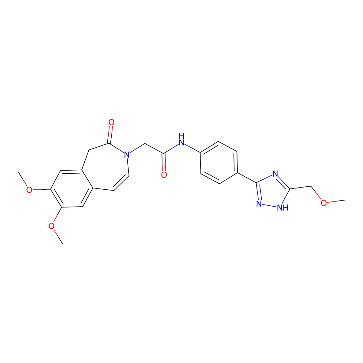 2-(7,8-dimethoxy-2-oxo-1,2-dihydro-3H-3-benzazepin-3-yl)-N-{4-[5-(methoxymethyl)-1H-1,2,4-triazol-3-yl]phenyl}acetamide molecular structure, CAS 1574336-69-8