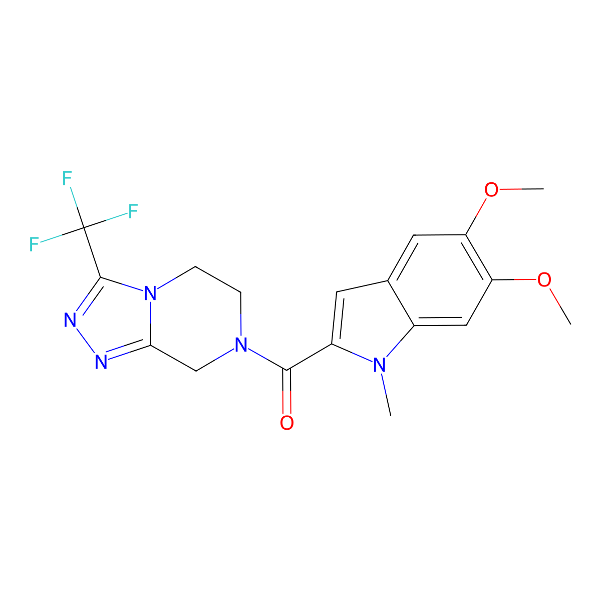 (5,6-dimethoxy-1-methyl-1H-indol-2-yl)[3-(trifluoromethyl)-5,6-dihydro[1,2,4]triazolo[4,3-a]pyrazin-7(8H)-yl]methanone molecular structure, CAS 1574336-70-1