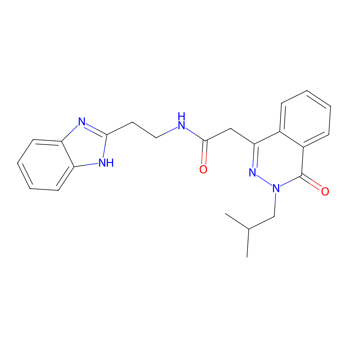 N-[2-(1H-1,3-benzimidazol-2-yl)ethyl]-2-(3-isobutyl-4-oxo-3,4-dihydro-1-phthalazinyl)acetamide molecular structure, CAS 1574336-75-6