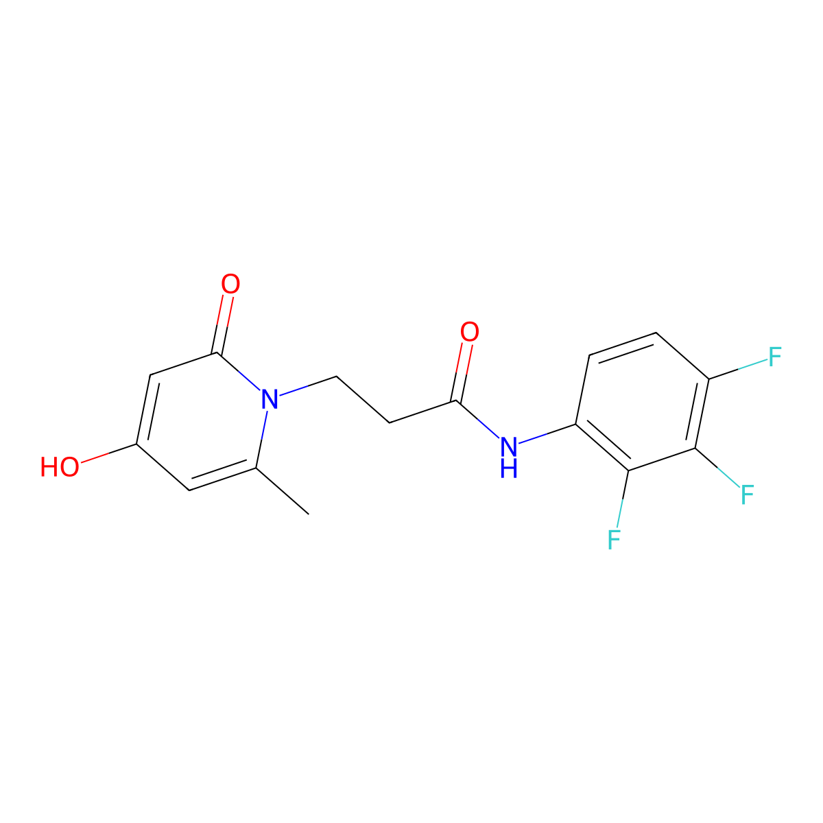 3-(4-hydroxy-6-methyl-2-oxopyridin-1(2H)-yl)-N-(2,3,4-trifluorophenyl)propanamide molecular structure, CAS 1574336-86-9