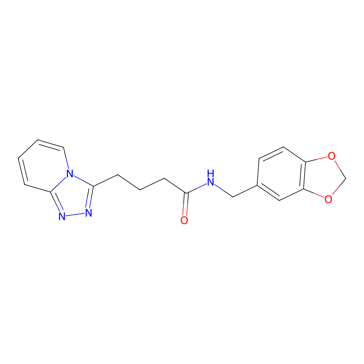 N-(1,3-benzodioxol-5-ylmethyl)-4-([1,2,4]triazolo[4,3-a]pyridin-3-yl)butanamide molecular structure, CAS 1574336-96-1
