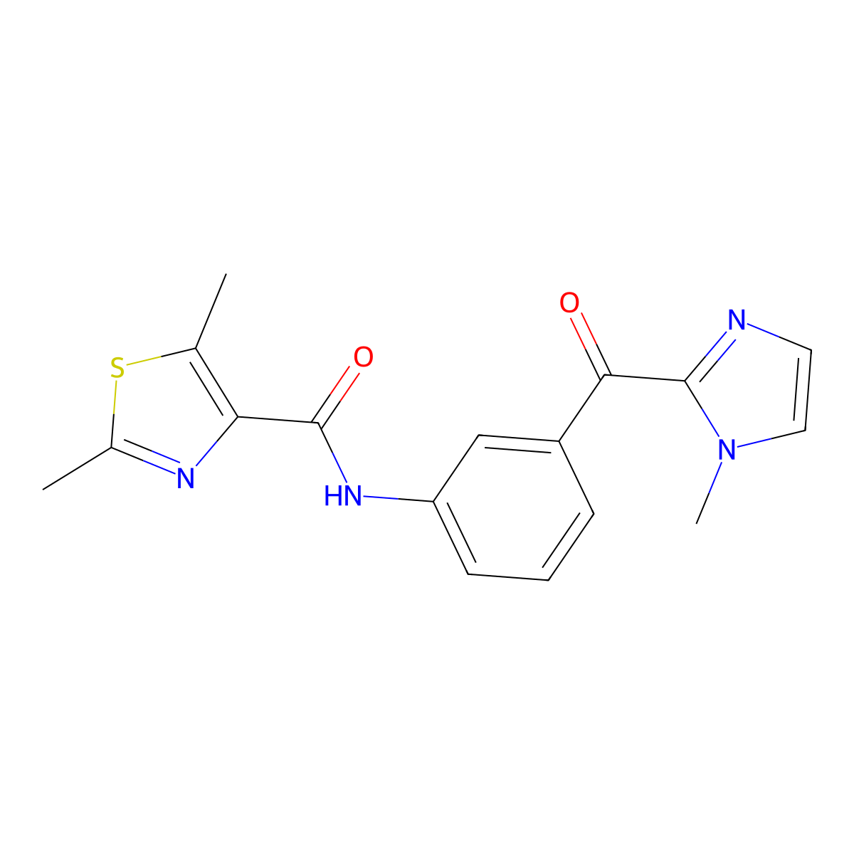 2,5-dimethyl-N-{3-[(1-methyl-1H-imidazol-2-yl)carbonyl]phenyl}-1,3-thiazole-4-carboxamide molecular structure, CAS 1574337-05-5