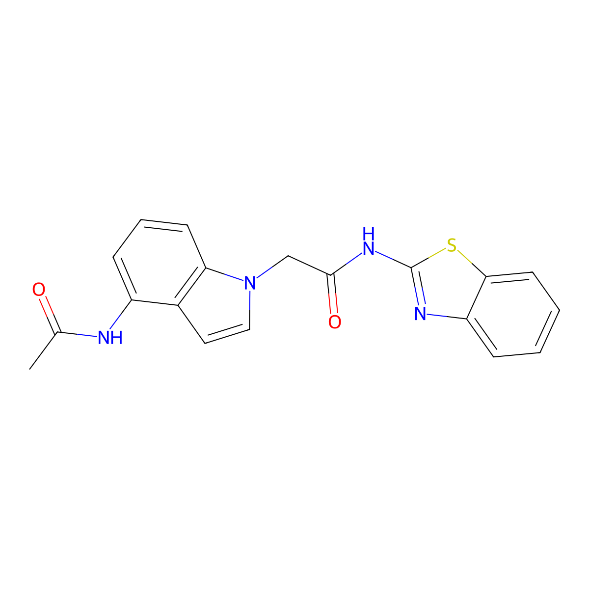 2-(4-acetamido-1H-indol-1-yl)-N-(benzo[d]thiazol-2-yl)acetamide molecular structure, CAS 1574337-22-6