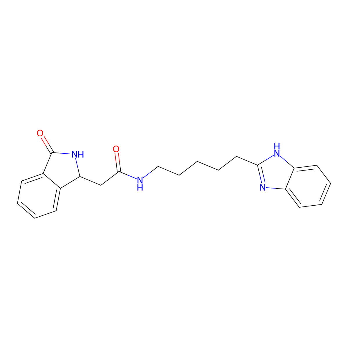 N-[5-(1H-benzimidazol-2-yl)pentyl]-2-(3-oxo-2,3-dihydro-1H-isoindol-1-yl)acetamide molecular structure, CAS 1574337-35-1