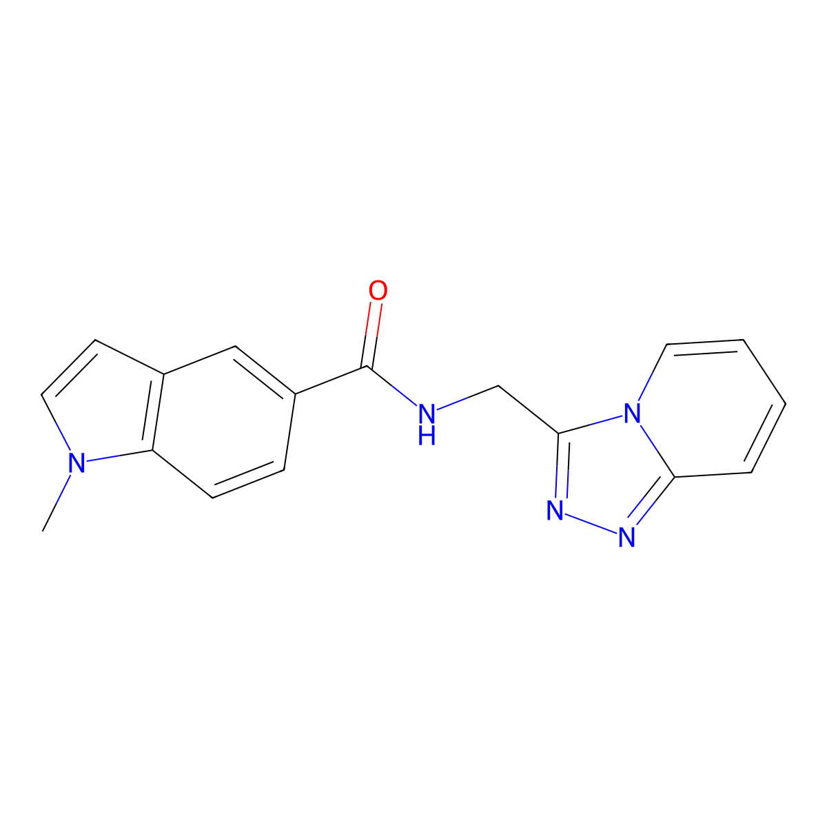 1-methyl-N-([1,2,4]triazolo[4,3-a]pyridin-3-ylmethyl)-1H-indole-5-carboxamide molecular structure, CAS 1574337-40-8