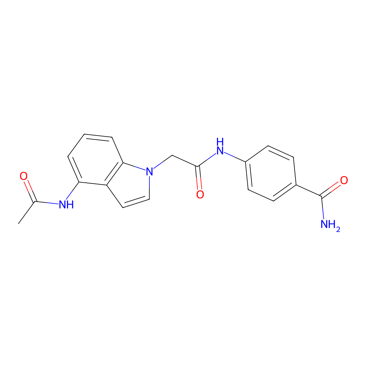 4-({[4-(acetylamino)-1H-indol-1-yl]acetyl}amino)benzamide molecular structure, CAS 1574337-41-9