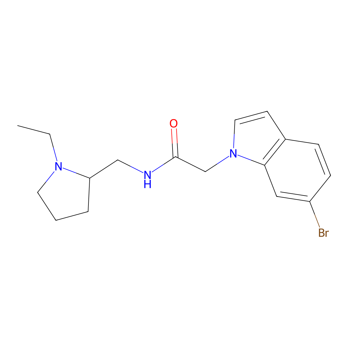 2-(6-bromo-1H-indol-1-yl)-N-[(1-ethylpyrrolidin-2-yl)methyl]acetamide molecular structure, CAS 1574337-69-1
