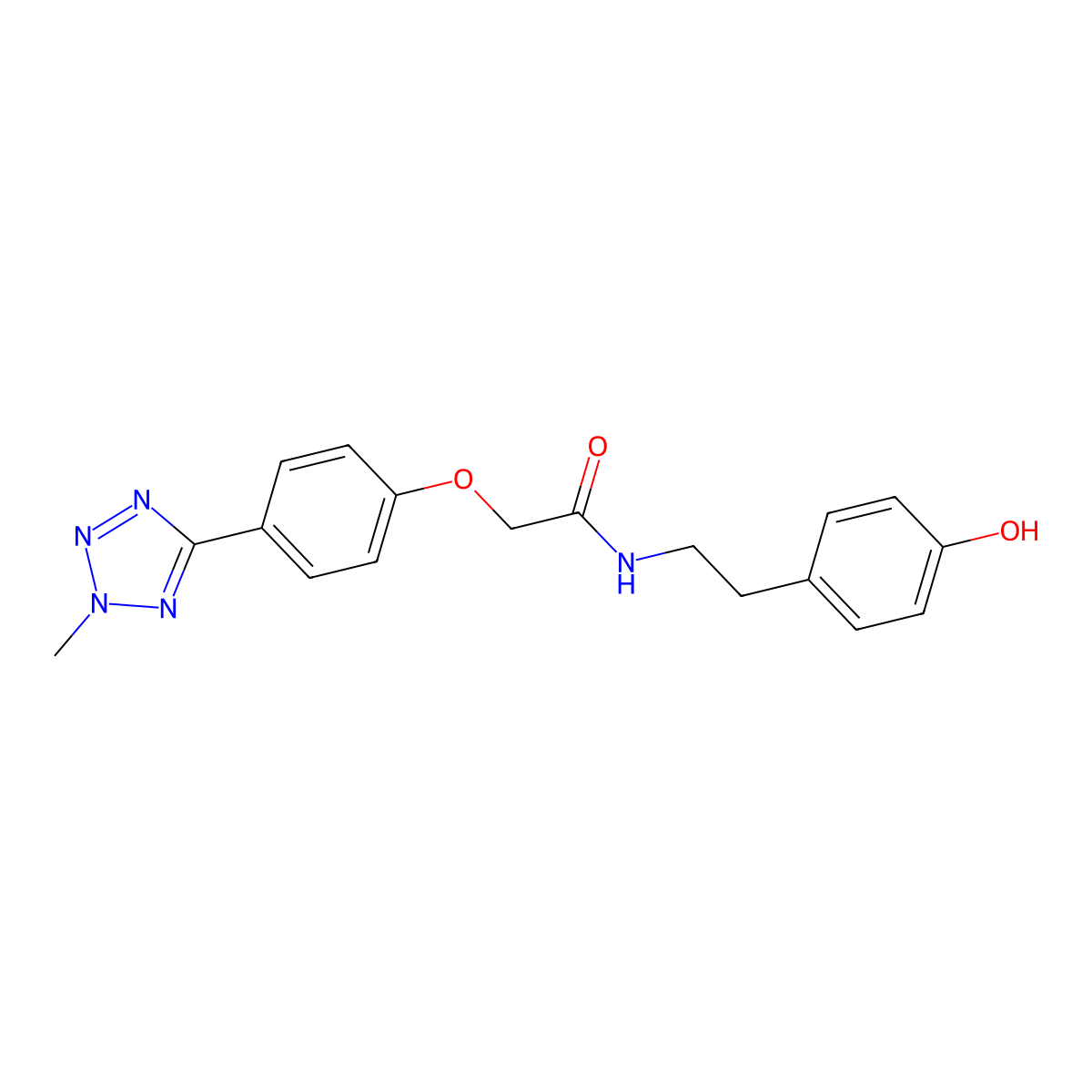 N-[2-(4-hydroxyphenyl)ethyl]-2-[4-(2-methyl-2H-tetrazol-5-yl)phenoxy]acetamide molecular structure, CAS 1574337-71-5