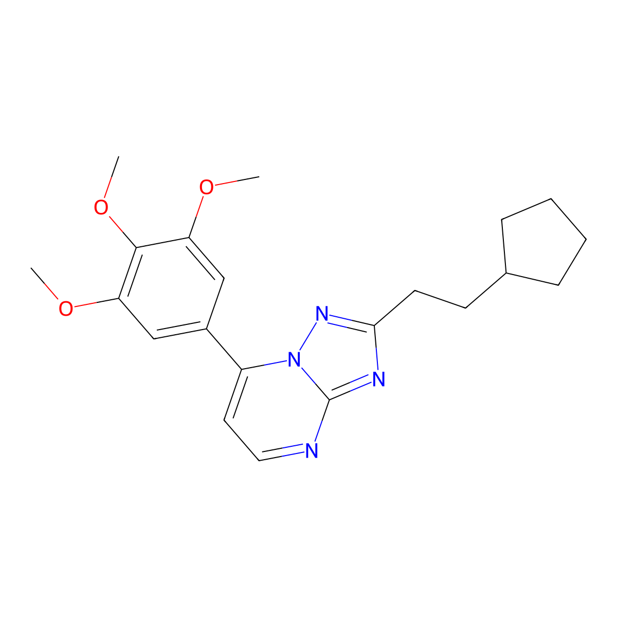 2-(2-Cyclopentylethyl)-7-(3,4,5-trimethoxyphenyl)[1,2,4]triazolo[1,5-a]pyrimidine molecular structure, CAS 1574337-83-9