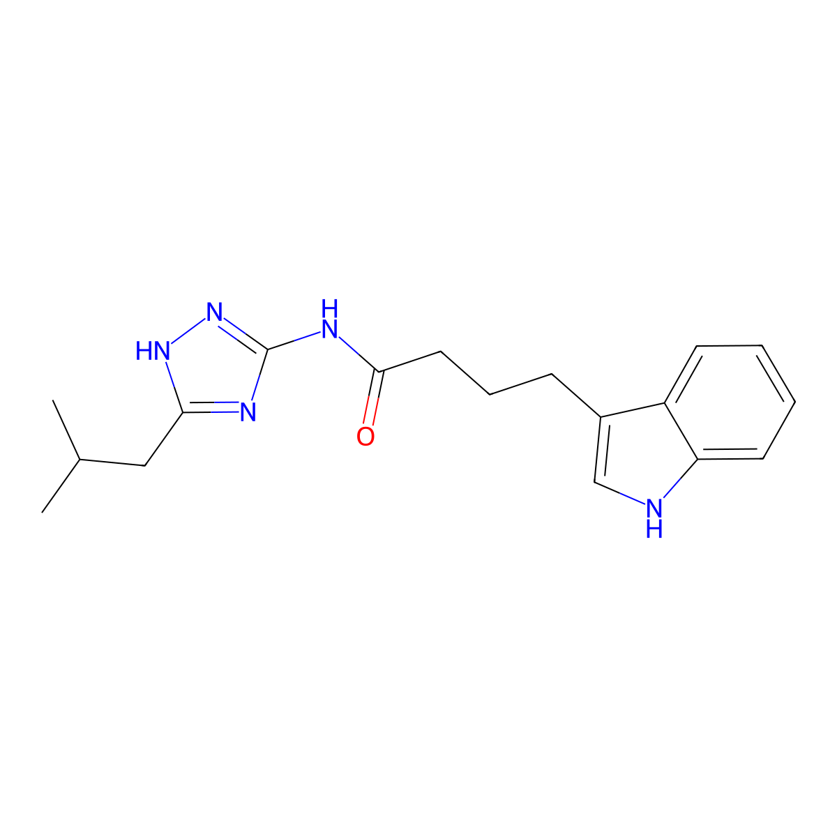 4-(1H-indol-3-yl)-N-[5-(2-methylpropyl)-1H-1,2,4-triazol-3-yl]butanamide molecular structure, CAS 1574338-04-7