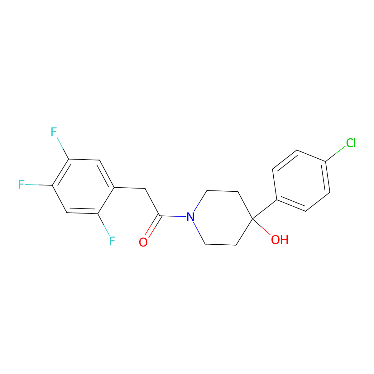 1-[4-(4-Chlorophenyl)-4-hydroxypiperidin-1-yl]-2-(2,4,5-trifluorophenyl)ethanone molecular structure, CAS 1574338-11-6