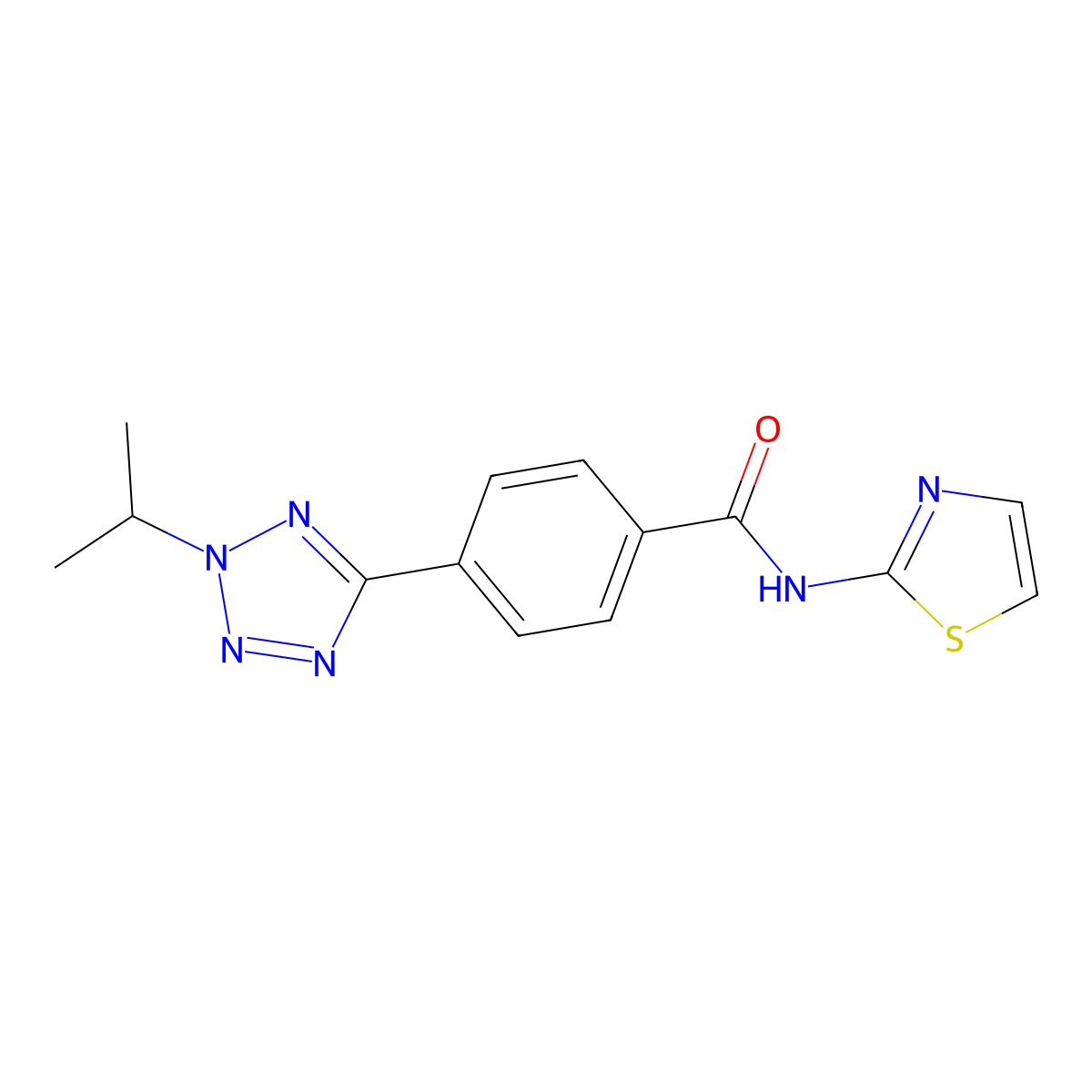 4-[2-(propan-2-yl)-2H-tetrazol-5-yl]-N-(1,3-thiazol-2-yl)benzamide molecular structure, CAS 1574338-26-3