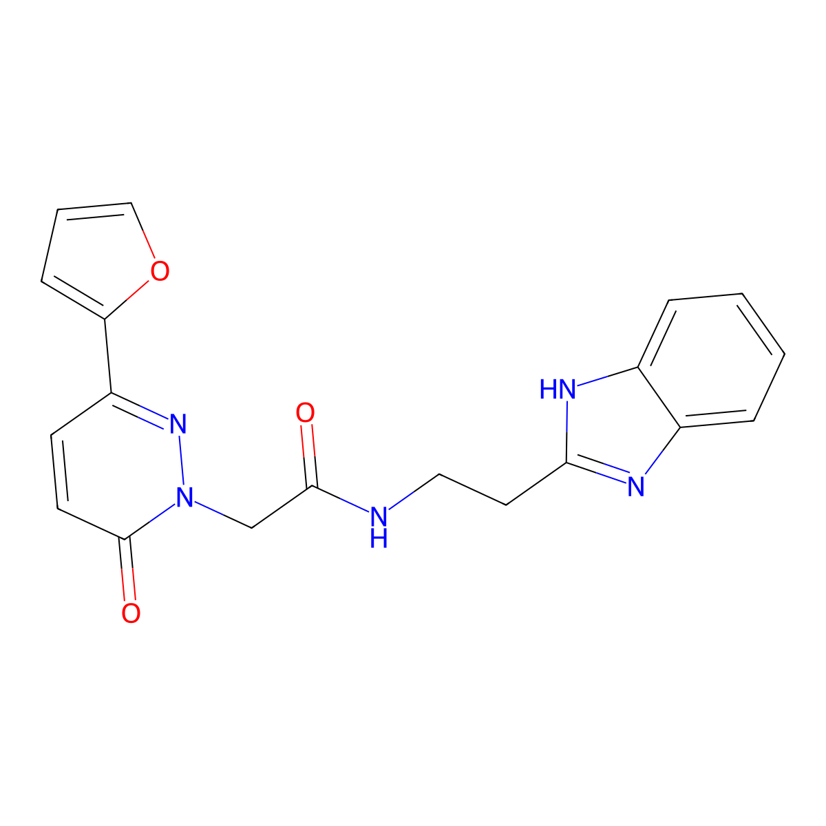 N-[2-(1H-1,3-benzimidazol-2-yl)ethyl]-2-[3-(2-furyl)-6-oxo-1(6H)-pyridazinyl]acetamide molecular structure, CAS 1574338-48-9