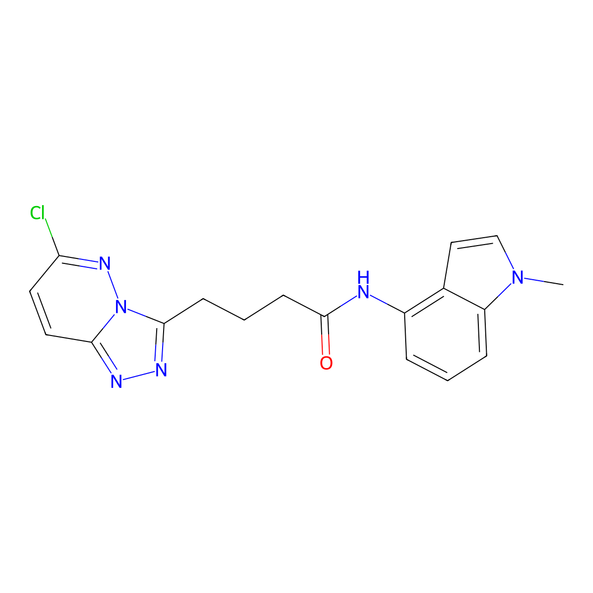4-(6-chloro[1,2,4]triazolo[4,3-b]pyridazin-3-yl)-N-(1-methyl-1H-indol-4-yl)butanamide molecular structure, CAS 1574338-87-6