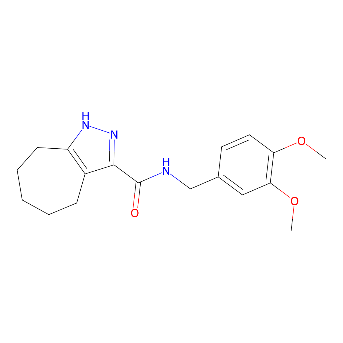 N-(3,4-dimethoxybenzyl)-2,4,5,6,7,8-hexahydrocyclohepta[c]pyrazole-3-carboxamide molecular structure, CAS 1574338-98-9