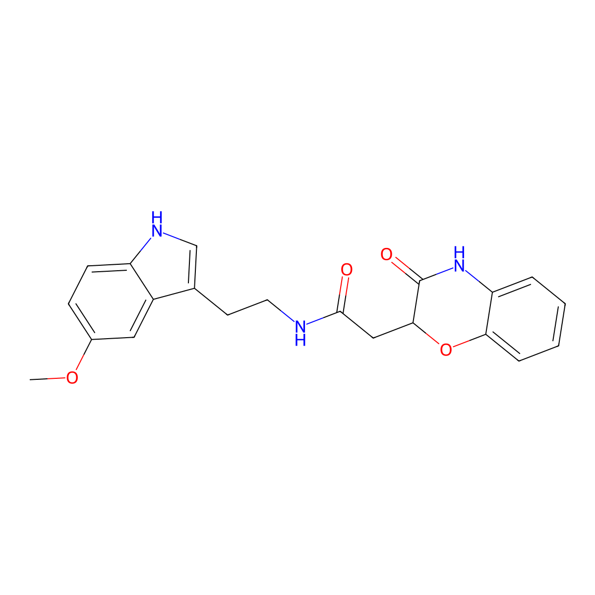 N-[2-(5-methoxy-1H-indol-3-yl)ethyl]-2-(3-oxo-3,4-dihydro-2H-1,4-benzoxazin-2-yl)acetamide molecular structure, CAS 1574339-18-6