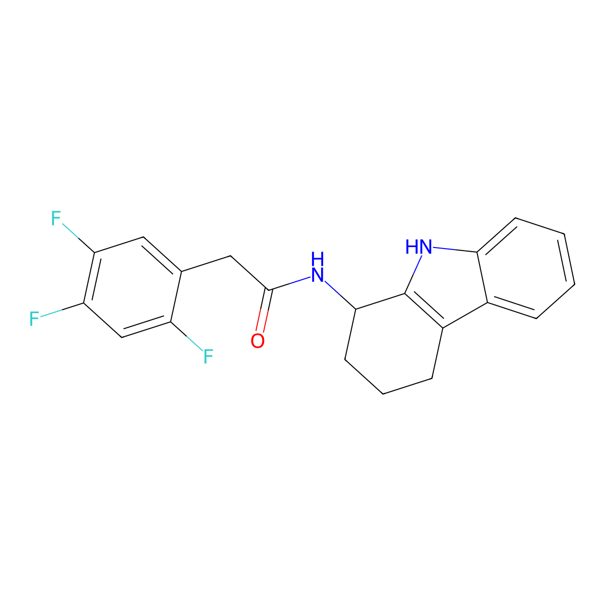 N-(2,3,4,9-tetrahydro-1H-carbazol-1-yl)-2-(2,4,5-trifluorophenyl)acetamide molecular structure, CAS 1574339-34-6