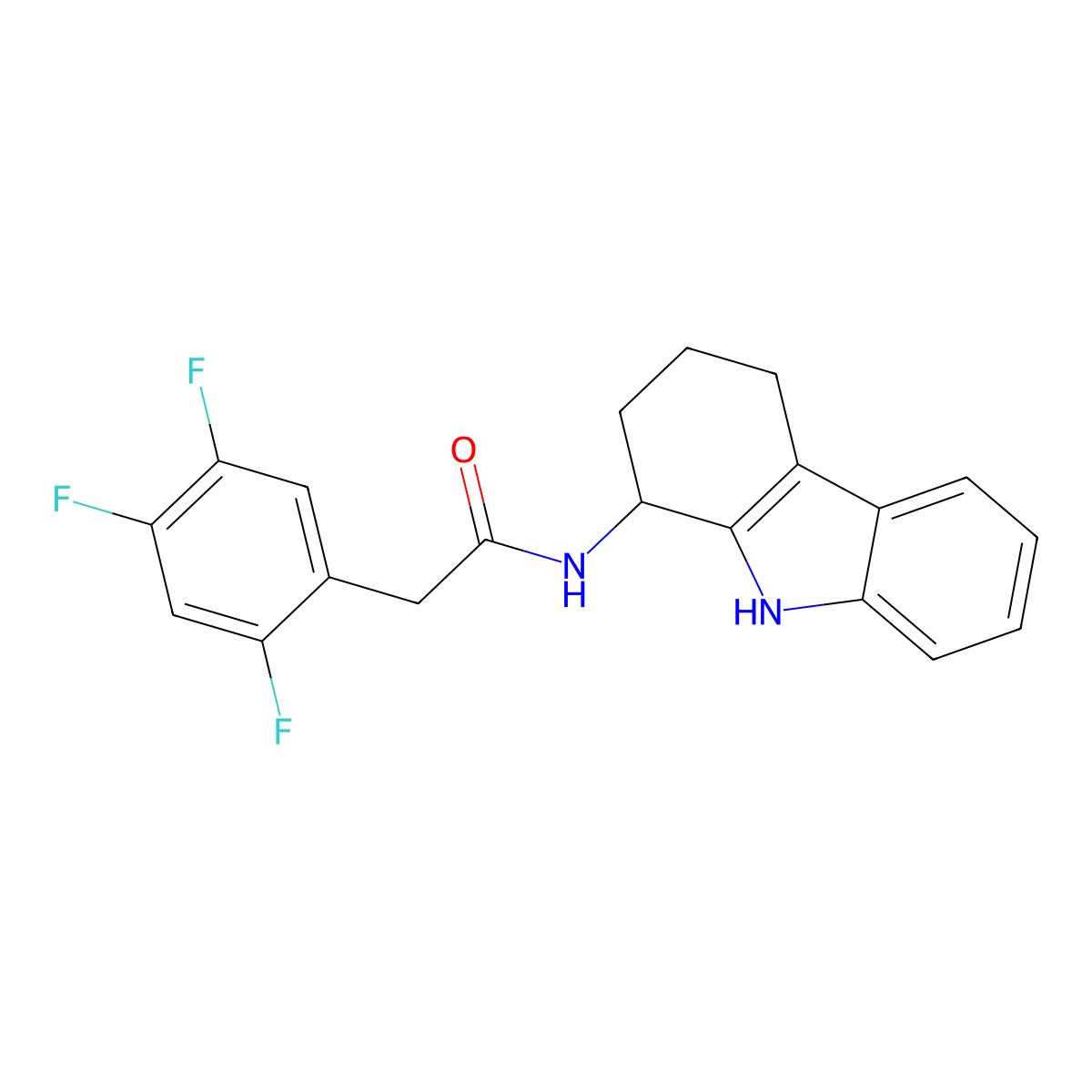 N-(2,3,4,9-tetrahydro-1H-carbazol-1-yl)-2-(2,4,5-trifluorophenyl)acetamide molecular structure, CAS 1574339-34-6