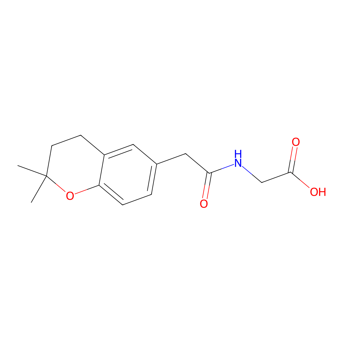 N-[(2,2-dimethyl-3,4-dihydro-2H-chromen-6-yl)acetyl]glycine molecular structure, CAS 1574343-22-8