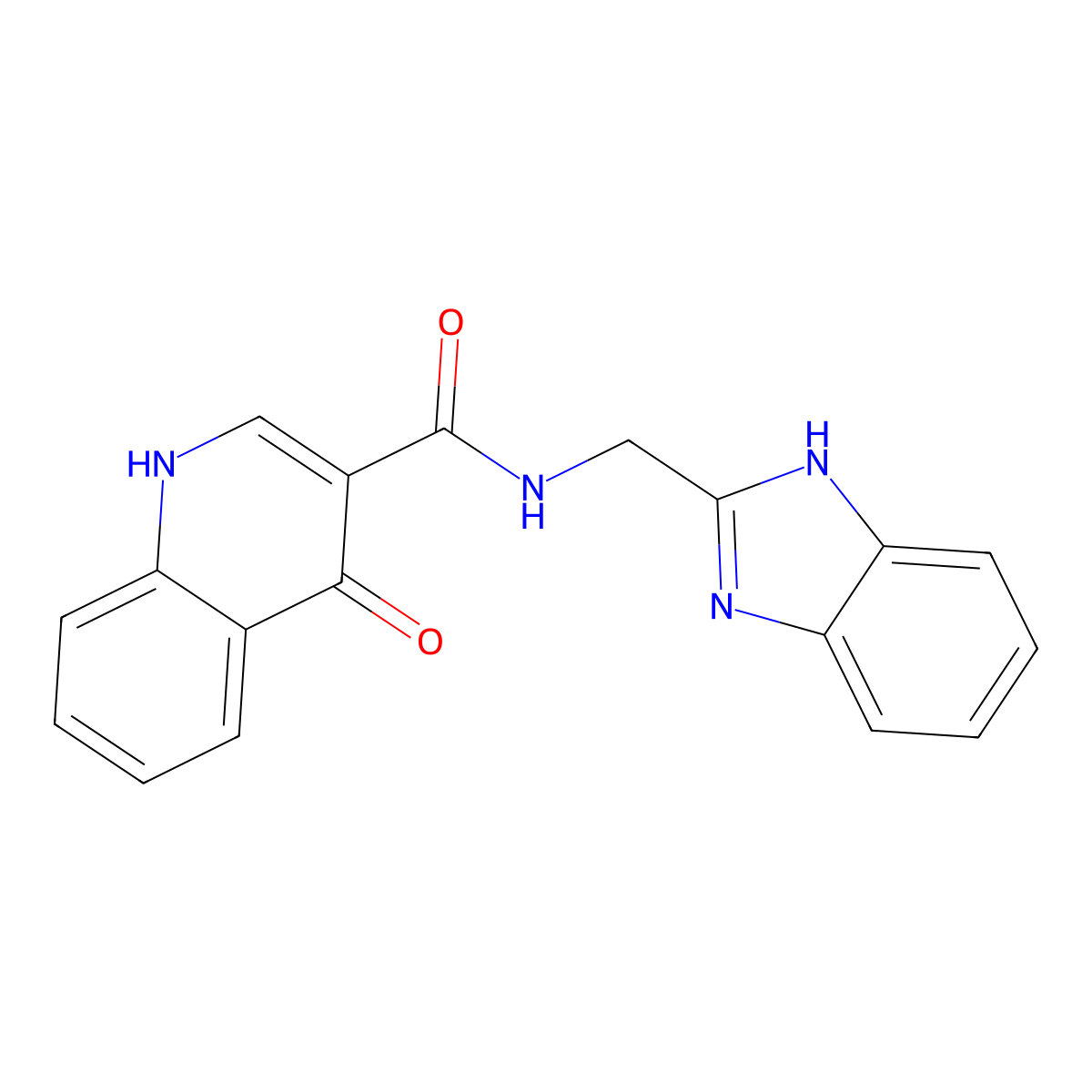 N-(1H-benzimidazol-2-ylmethyl)-4-hydroxyquinoline-3-carboxamide molecular structure, CAS 1574343-61-5