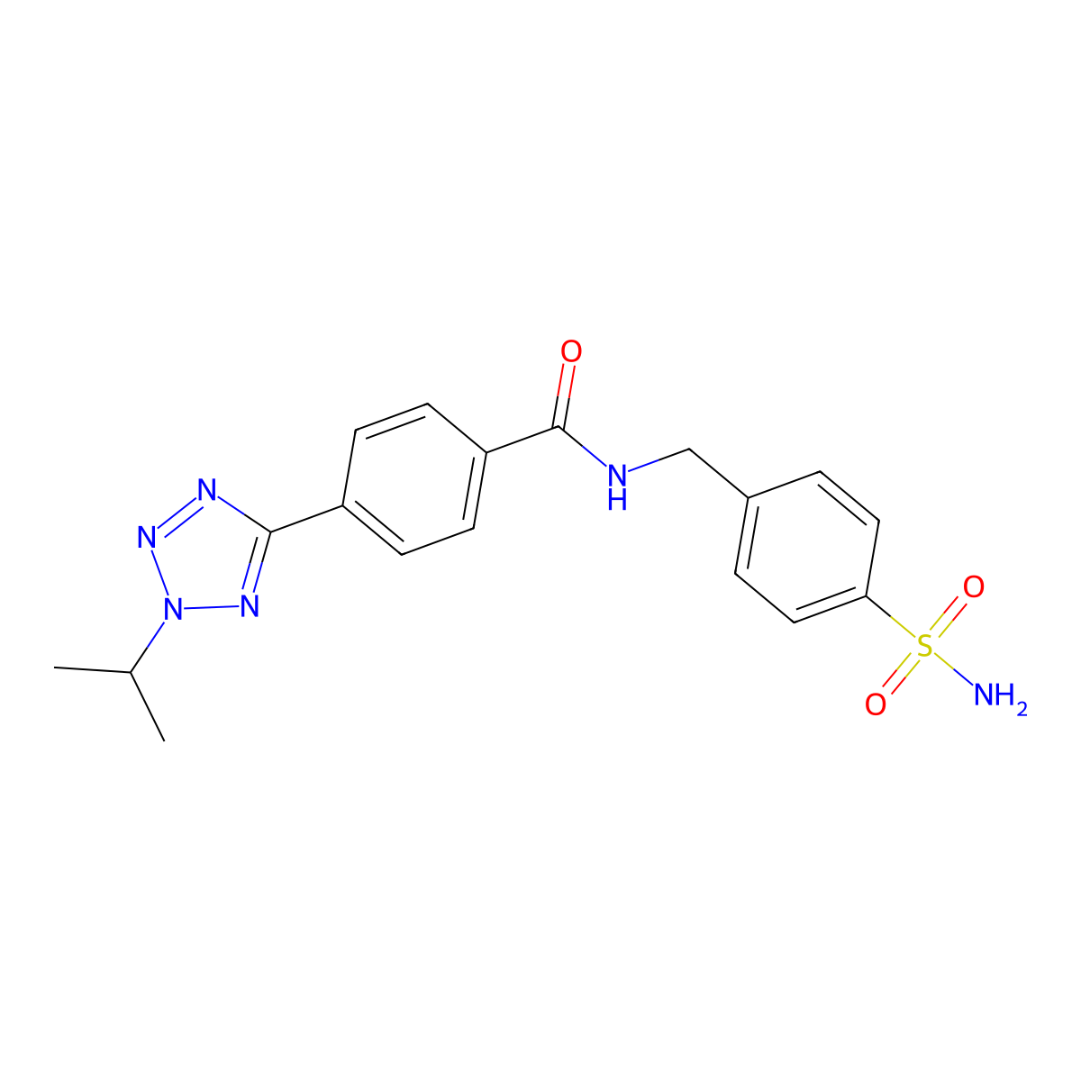 4-[2-(propan-2-yl)-2H-tetrazol-5-yl]-N-(4-sulfamoylbenzyl)benzamide molecular structure, CAS 1574343-62-6