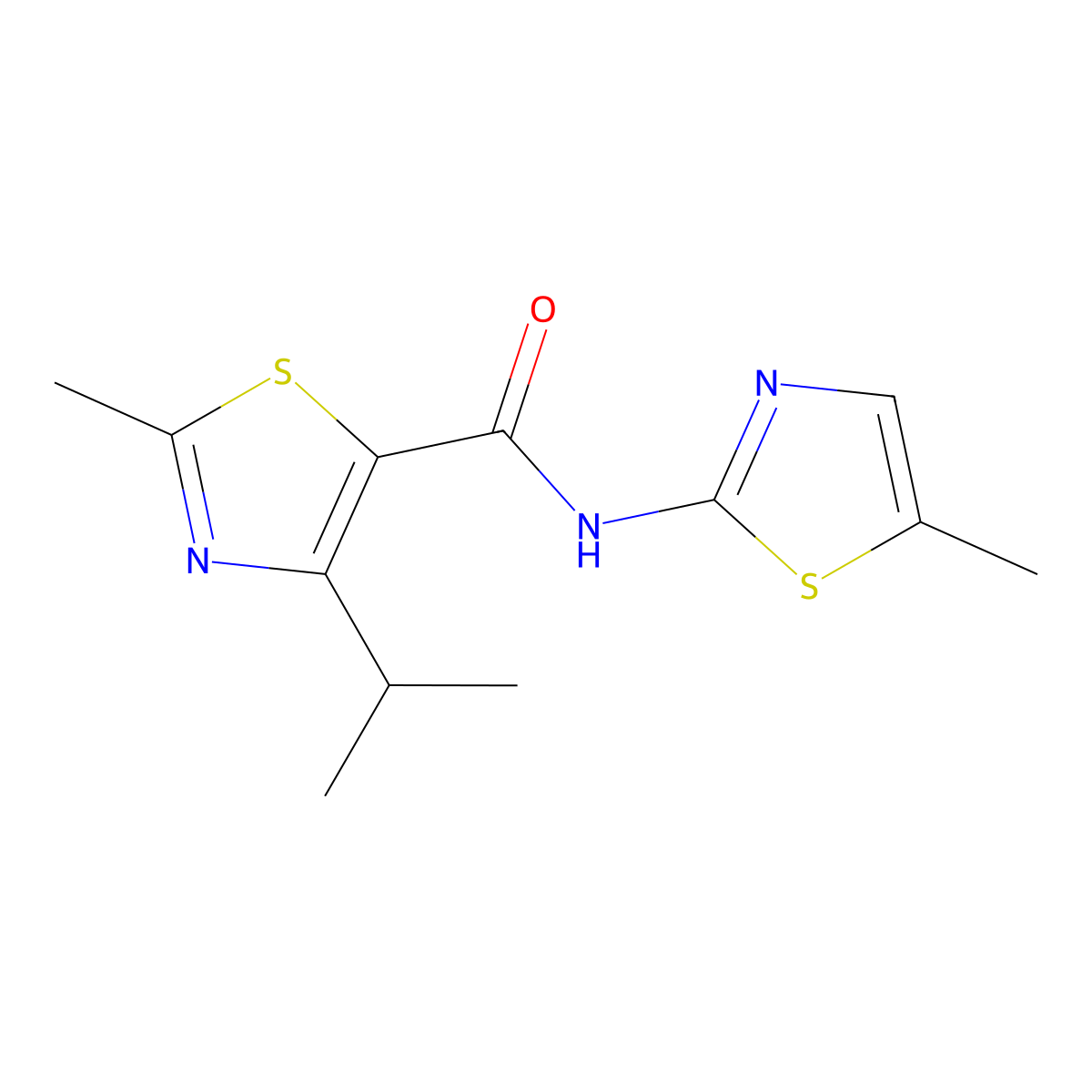2-methyl-N-(5-methyl-1,3-thiazol-2-yl)-4-(propan-2-yl)-1,3-thiazole-5-carboxamide molecular structure, CAS 1574343-63-7