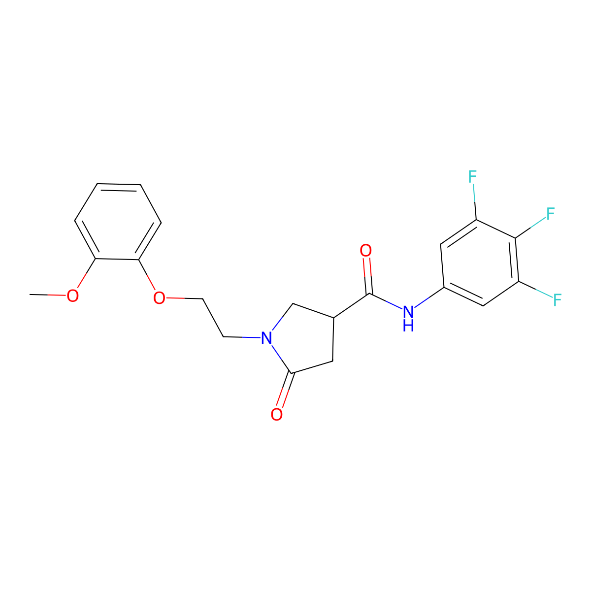 1-[2-(2-methoxyphenoxy)ethyl]-5-oxo-N-(3,4,5-trifluorophenyl)pyrrolidine-3-carboxamide molecular structure, CAS 1574343-68-2