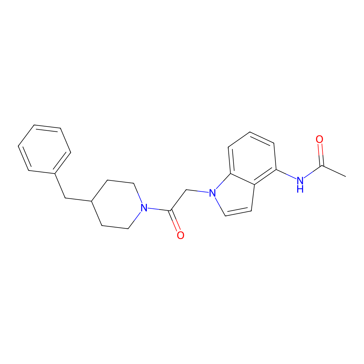 N-{1-[2-(4-benzylpiperidino)-2-oxoethyl]-1H-indol-4-yl}acetamide molecular structure, CAS 1574343-96-6