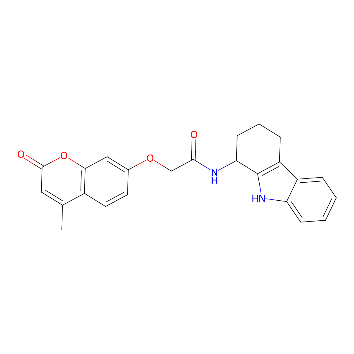 2-[(4-methyl-2-oxo-2H-chromen-7-yl)oxy]-N-(2,3,4,9-tetrahydro-1H-carbazol-1-yl)acetamide molecular structure, CAS 1574344-17-4